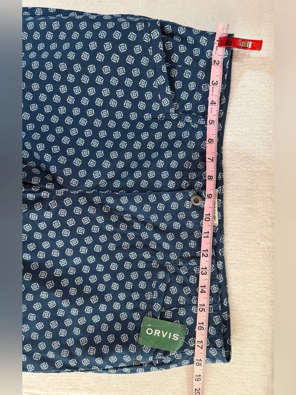 Orvis Navy Blue Geometric Print Ankle Pants Size 14 NWT Cropped Casual Preppy